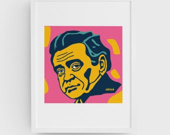 Johnny Cash Portrait Art Print, Limited Edition, Walk The Line, UNFRAMED by able6