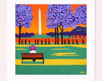 Washington DC Monument Clown Art Print: National Mall