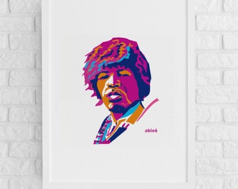 Jimi Hendrix Portrait Art Print, Limited Edition, Gift For Guitarist, UNFRAMED by able6