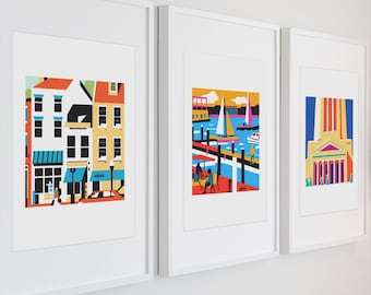 Alexandria VA Art Print: Old Town, Waterfront, GW Masonic Temple - 11 X 14 INCH