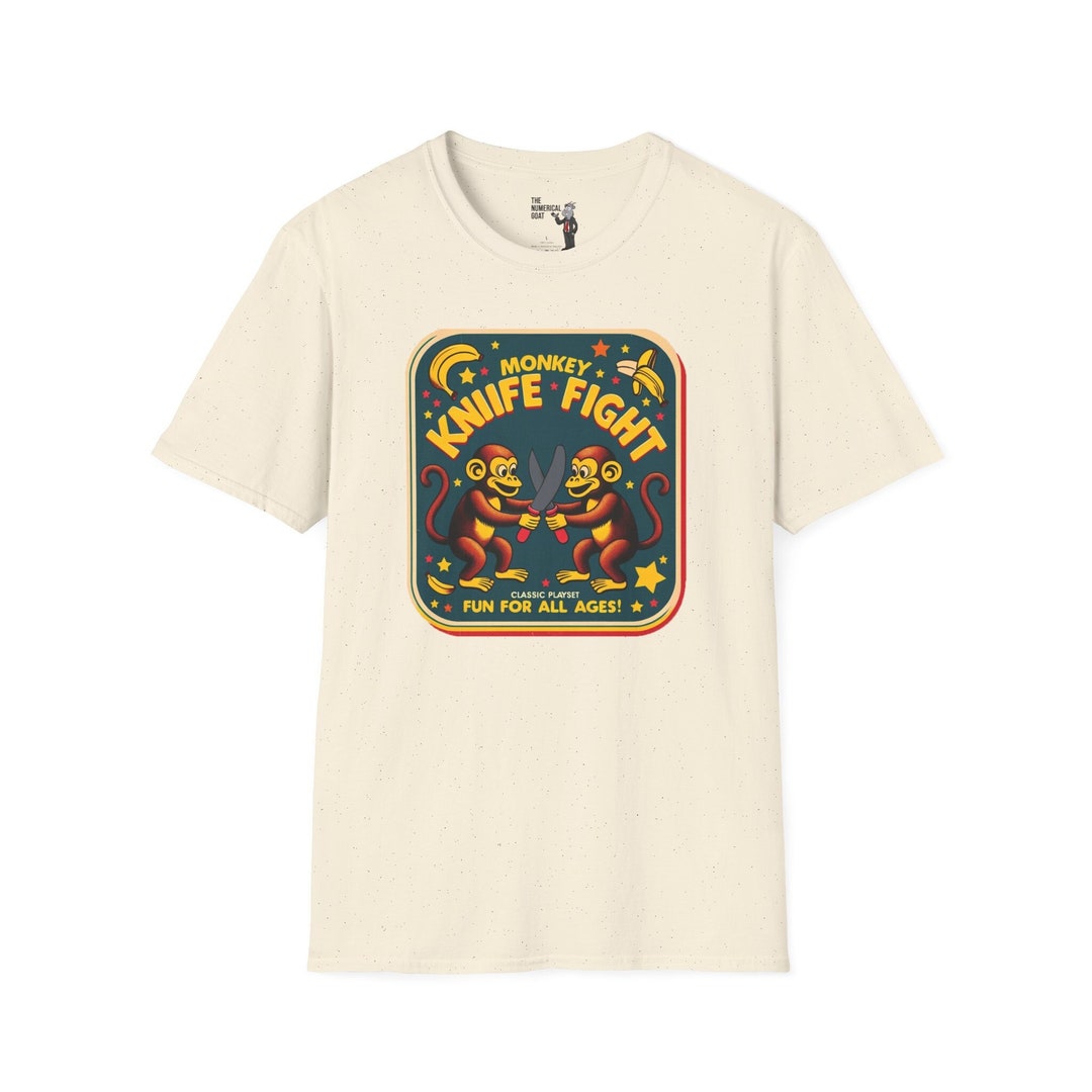 Monkey Knife Fight T-shirt: Funny Retro Graphic Tee - Etsy