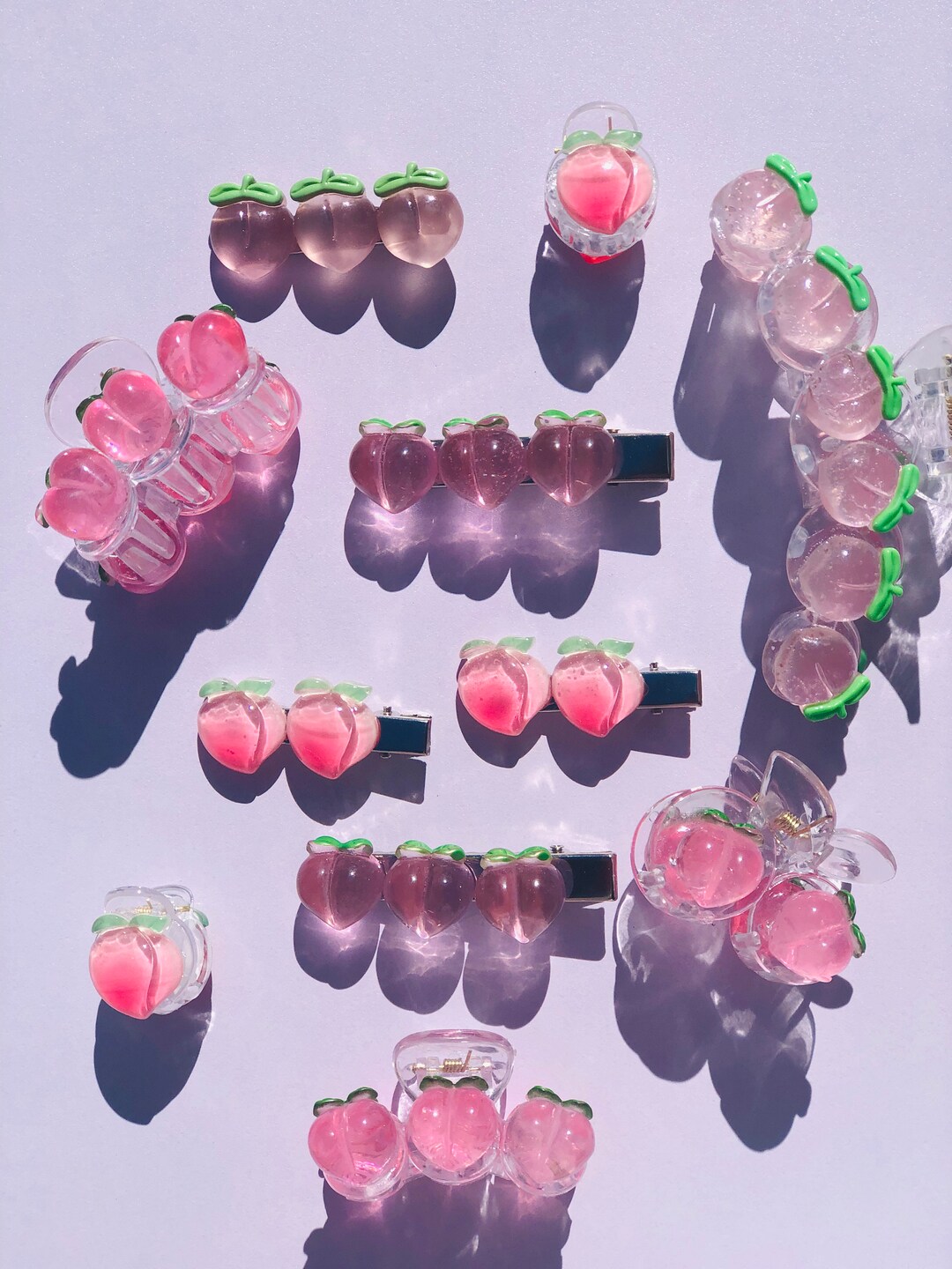 Cute Handmade Peach Hair Clip Barrette, Korean Peach Hair Claw Kawaii