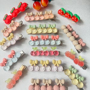 Cute Handmade Korean Style Cherry Fruit Hair Clip Barrette, Kawaii Fruit Hair Clip, Sweet Cherry Fruit Hair Accessory, Party Gift for Her