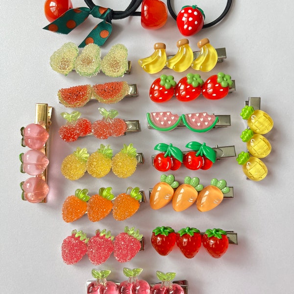 Colorful Gummy Candy Icy Clear Fruit  Handmade Clip Barrette, Korean Hair Claw; Kawaii Fruit Hair Clip, Sweet Hair Accessory, Gift for Her