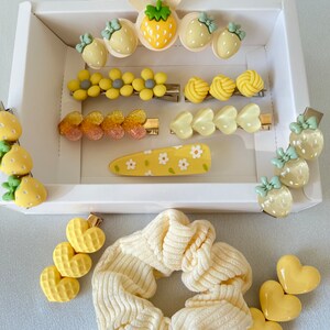 11 Pieces Cute Love Fancy Trendy Korean Style Yellow Scheme Kawaii Hair ...