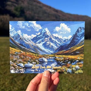 Cartolina / Cartolina del Monte Cook, cartolina della Nuova Zelanda, regalo per gli amanti della natura, regalo della Nuova Zelanda, cartolina di carta