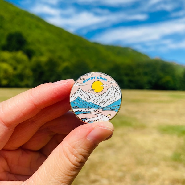Enamel Pin | Mt Cook Pin, NZ gift, Queenstown Pin, New Zealand Pin, Souvenir pin, Gift for Mountain lovers, Queenstown souvenir, badge