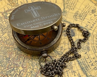 Personalisierter Kompass, Erstkommunion Geschenk, Konfirmation Geschenk, Taufe Geschenk, Geschenke Für Enkel, Geschenke Für Familie, Individuell gravierter Kompass