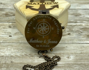 Compass for Father's Day, Gift for Dad, Engraved Compass for Him, Customized Compass, Compass for Navy, Handwriting Compass