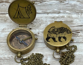 Personalisierter Funktioneller Kompass mit individueller Gravur, Handschrift Kompass, Vatertagsgeschenk, Trauzeugen Geschenk, Hochzeitsgeschenk