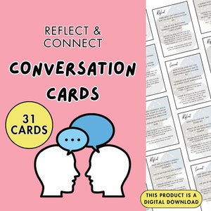 Reflect and Connect Converation Card Game - Reflection Cards - Reflection Connection Cards - Connection Card Game - Conversation Card Game