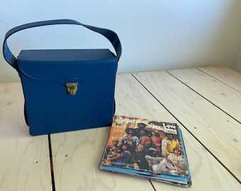 Jufhamvintage- Vintage Polydor blue 45 RPM storage case -70's Single Record Holder