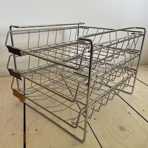 Vintage Grieshaber skrivbordsarrangör i förkromad metall: 70-tals industriell design