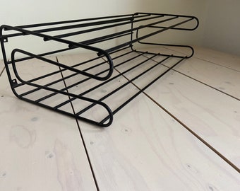 Jufhamvintage- Vintage Ikea shoe rack/ coat rack Frän- mid century modern black metal wire rack for shoes - black metal Ikea Fran shelf 80s