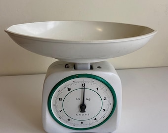 jufhamvintage-báscula de cocina vintage Krups - báscula esmaltada de los años 50