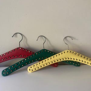 Vintage Studded Skai Leather Hangers - 60s/70s Set of 3