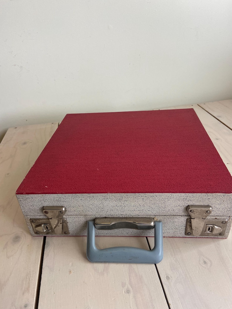 Jufhamvintage- Vintage Red and Grey Vinyl Record Case - 1960s LP Case ...