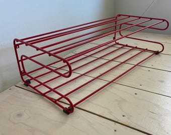 Zapatero Ikea Frän vintage: estante de alambre de metal rojo moderno de mediados de siglo