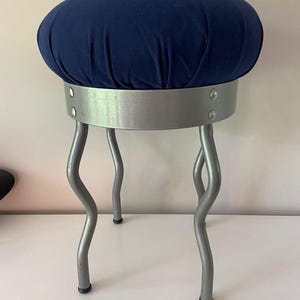 Vintage IKEA Stool URI - Per Ivar Ledang 1995 - Blue Upholstered Cushion