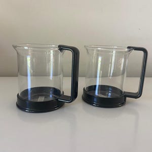 jufhamvintage- Postmodern Design - Set Of 2 Vintage Bodum Glass Mugs - Vintage Coffee & Tea Cups Set - Vintage Mugs Set- Bodum Brazil