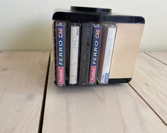 Jufhamvintage- carrousel à cassettes vintage/rack à cassettes FT orange des années 80/support de cassette pour le stockage de 20-32 cassettes-