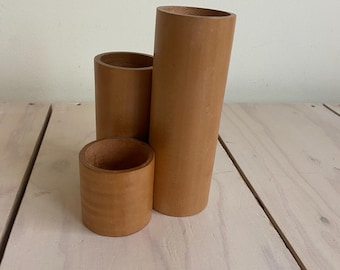 Vintage Bamboo Desk Organizer - 70s Pen Holder