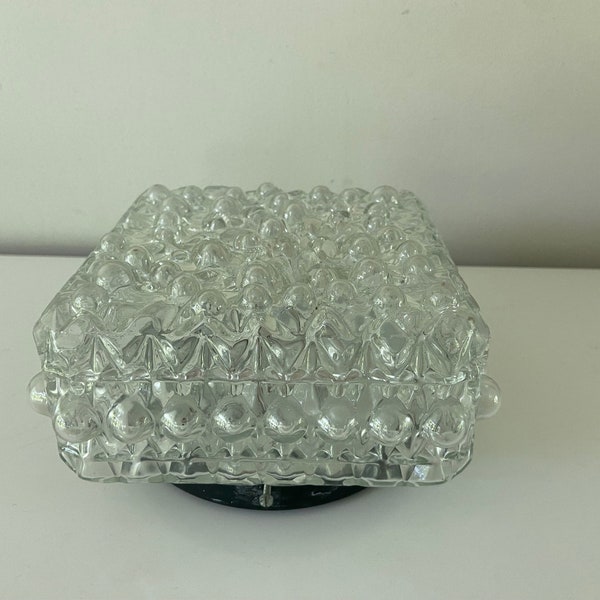 jufhamvintage- 1960s glass ceiling lamp-vintage glass ceiling lamp- mid century plafonnière glass bubbles- square celing light fixture