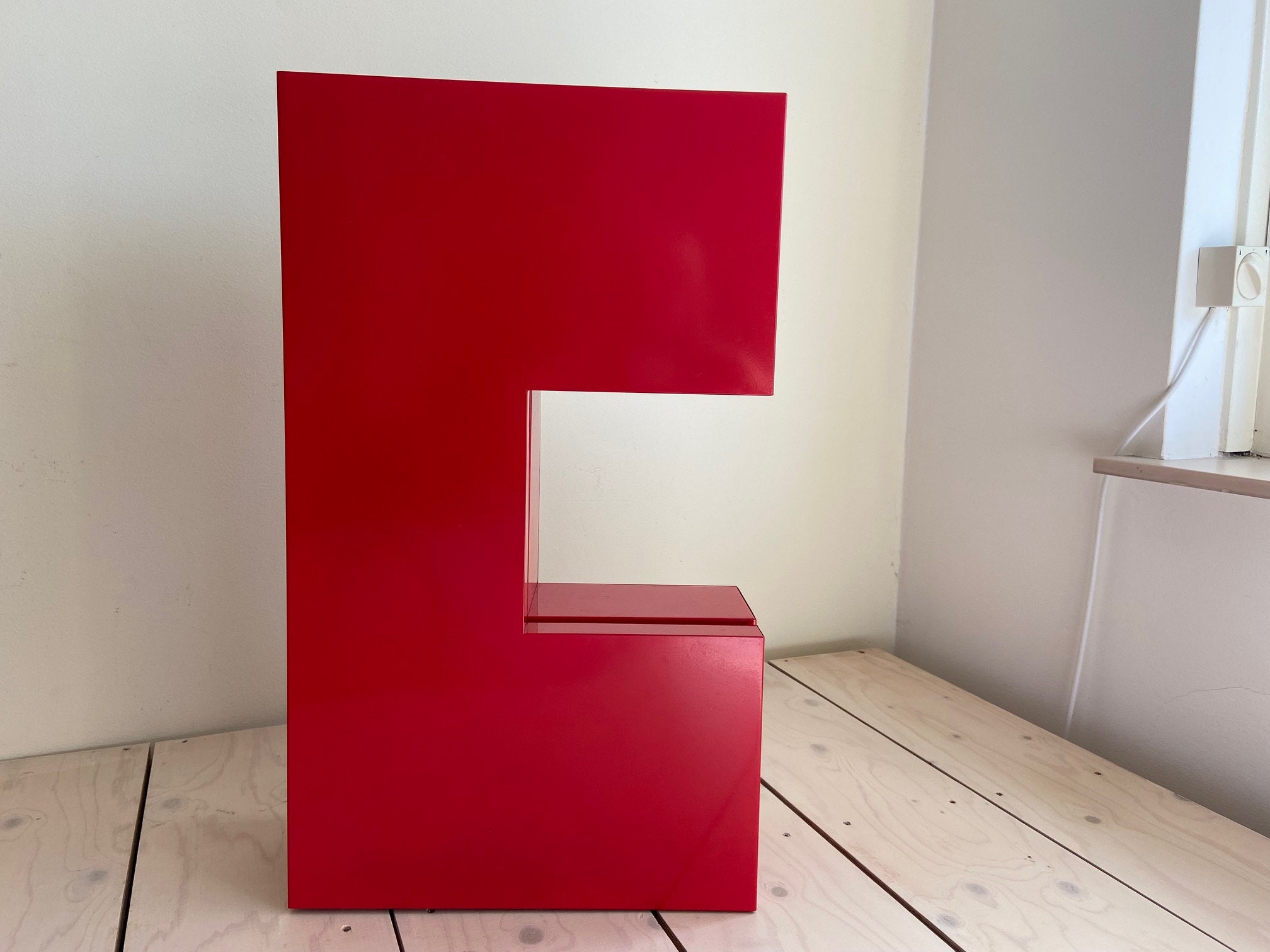 Jufhamvintage- Vintage Red Metal IKEA Ätran C Shaped Cabinet- Wall