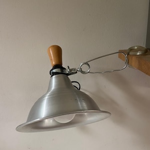 Jufhamvintage- Large vintage Ikea Daraf clamp lamp- aluminium and wood- 90s Scandinavian design bedside lamp- IKEA Type K9302 reading light