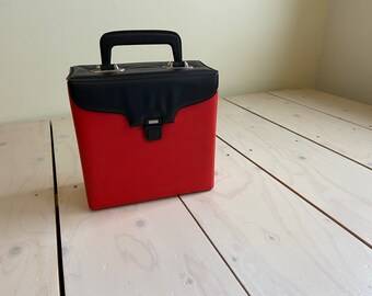 jufhamvintage-  70s Vintage vinyl single record storage case- vintage 70s case for the storage of 45 RPM vinyl records- 7" record case.