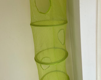 Jufhamvintage-Vintage IKEA PS Fängst Groot Groen Hangend Opbergnet - Mesh Speelgoedhouder Jaren 90