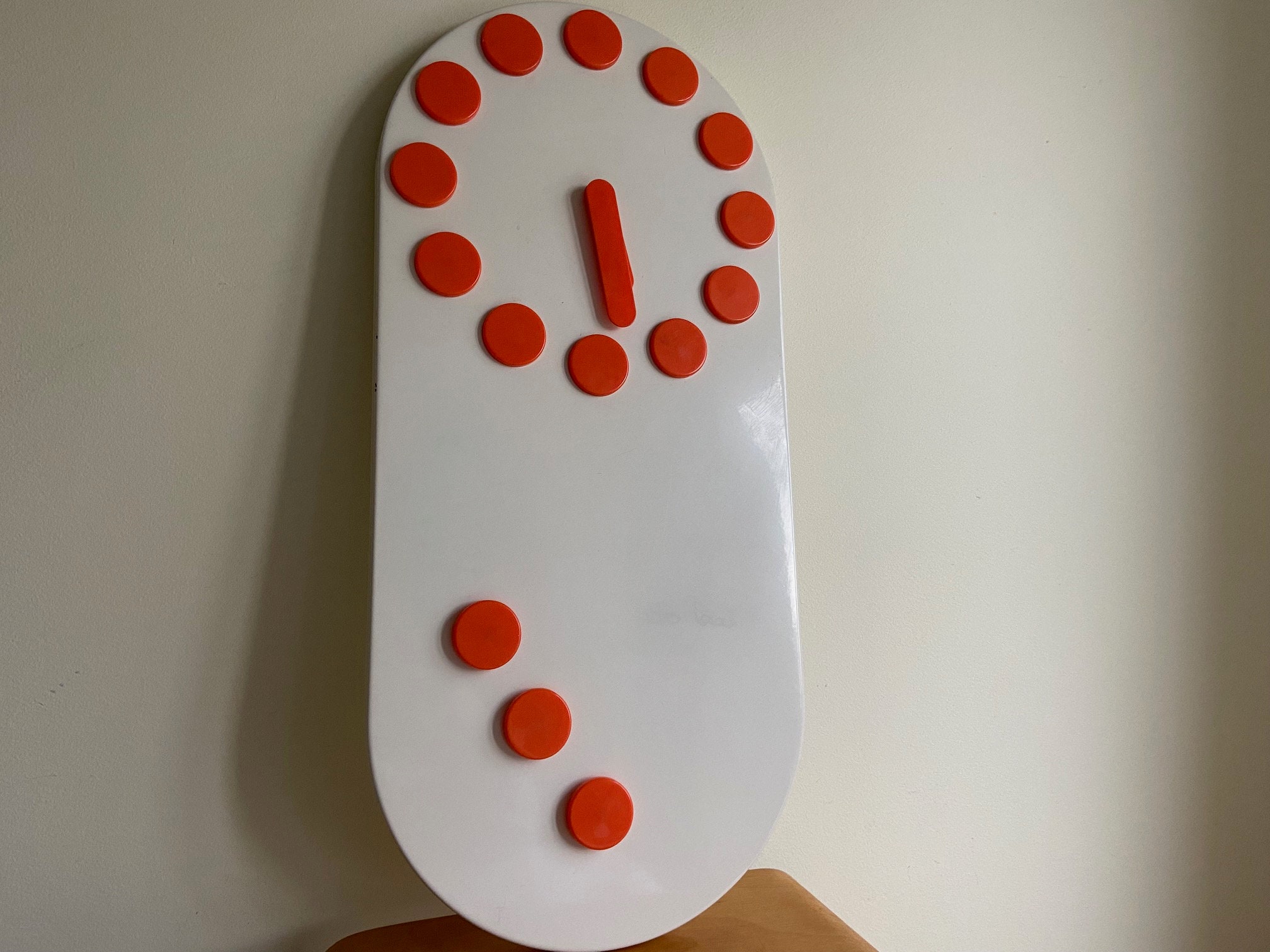 Jufhamvintage- Vintage Ikea Bitig White Wall Clock With Orange