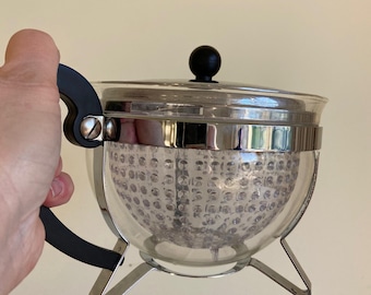 Vintage Bodum CHAMBORD Teapot Set: Glass Teapot with Infuser & Tea Light