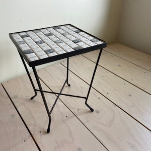 Jufhamvintage- Vintage mosaic plant table- 60s side table or coffee table with small tiles- vintage side table