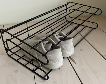 Vintage Ikea Frän Shoe Rack: Mid-century Modern Black Metal Wire