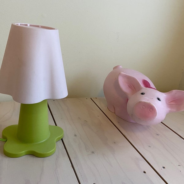 jufhamvintage- Vintage Ikea pink and green Mammut children's lamp- 90s table lamp Type B9822-Morten Kjelstrup & Allan Ostgaard for Ikea