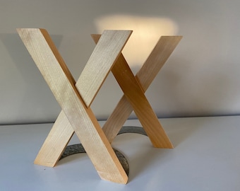 jufhamvintage- 90s pair of two Ikea book ends- vintage Ikea pair of bookends Skribent -wooden crosses-  X-shaped book ends- 90s Ikea