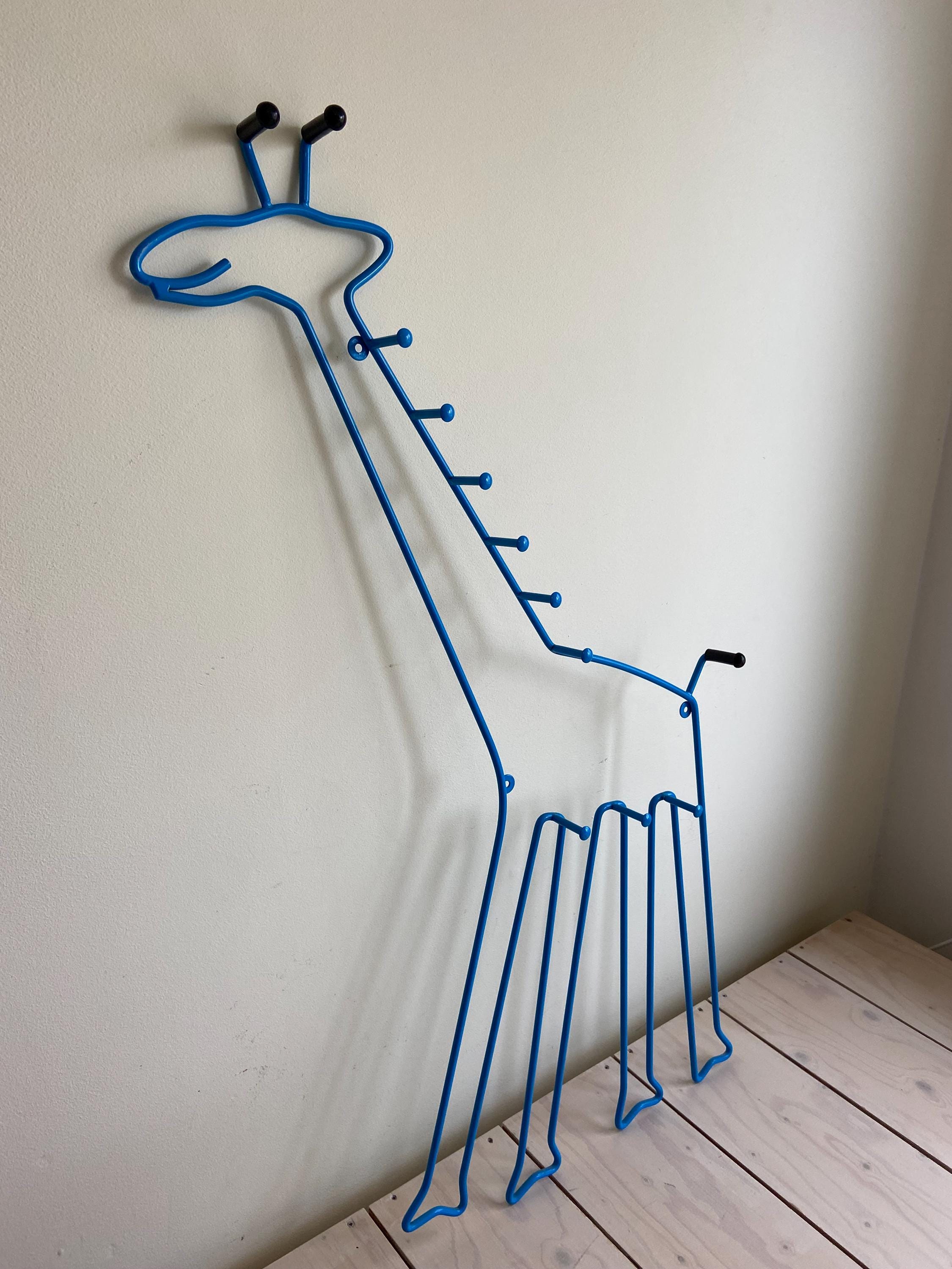 Vintage Ikea Blue Giraffe Metal Coat Rack – 1990s Children's Wall