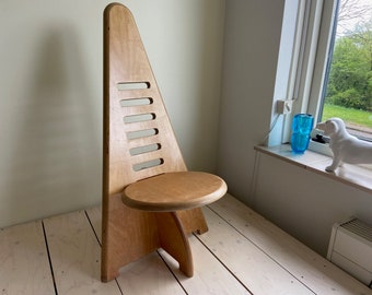 Jufhamvintage- Vintage Lundi-Sitzstuhl- Space Age Stuhl- 70er Jahre Lundia Gijs Boelaars holländischer Designstuhl- hölzerner verstellbarer Stuhl