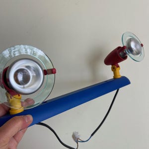 Jufhamvintage- vintage ceiling/ wall lamp in Memphis Milano  style-  80s light  in red, blue and yellow
