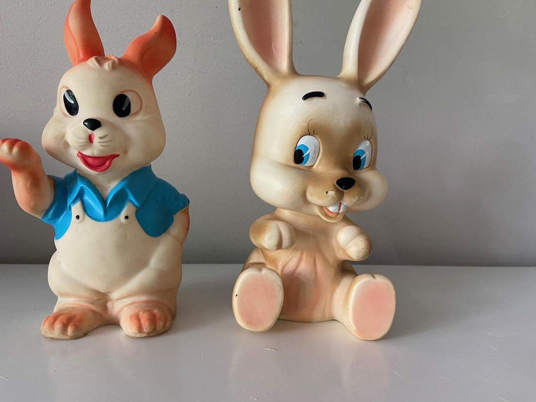 Vintage Rubber Rabbit Toys - 1970s Squeak Dolls - Famosa Spain Set - Etsy