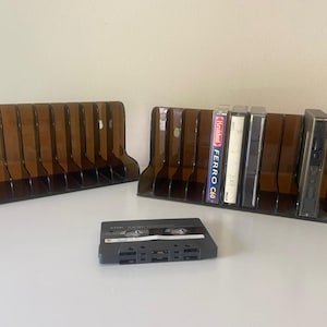 Jufhamvintage- Vintage Discofoon music cassette rack- Set of two 70s Space Age design cassette tapes holders