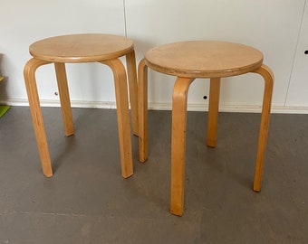Jufhamvintage-  vintage stool in Aalto for Artek style- Ikea Frosta- heavy birch stool
