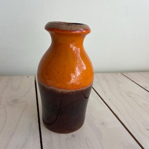 Jufhamvintage- 60s West-Germany Scheurich orange and brown fat lava vase- Mid century design