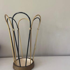 jufhamvintage- 50s brass umbrella stand- vintage umbrella holder- mid century