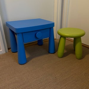 Jufhamvintage table de chevet vintage Ikea Mammut bleu table avec