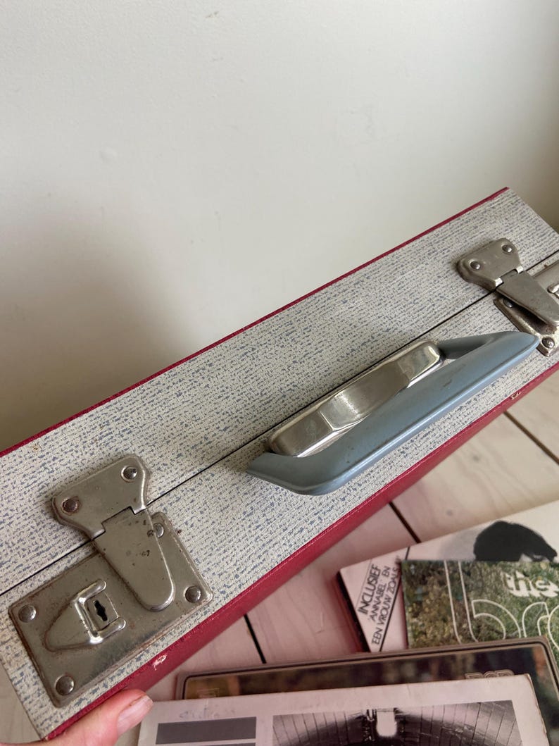 Jufhamvintage- Vintage Red and Grey Vinyl Record Case - 1960s LP Case ...