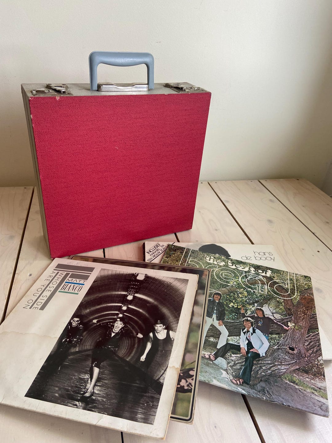 Jufhamvintage- Vintage Red and Grey Vinyl Record Case - 1960s LP Case ...