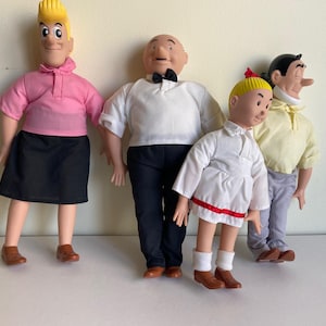 Jufhamvintage- Wiske, Sidonia, Jerom en Lambik beroemde stripfiguren poppen- vintage zeldzame poppen uit de jaren 90