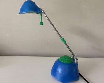 jufhamvintage- vintage Massive desk lamp Memphis style- 90s blue and green table lamp